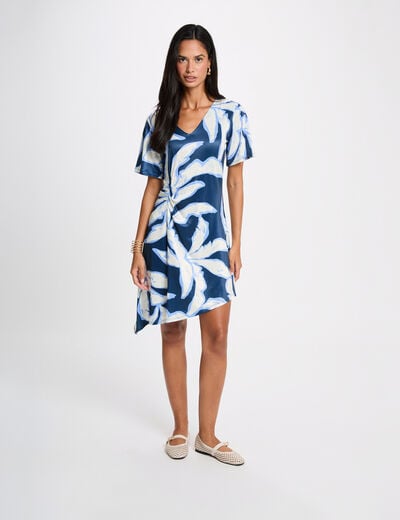 Robe asym&eacute;trique imprim&eacute;e multicolore femme