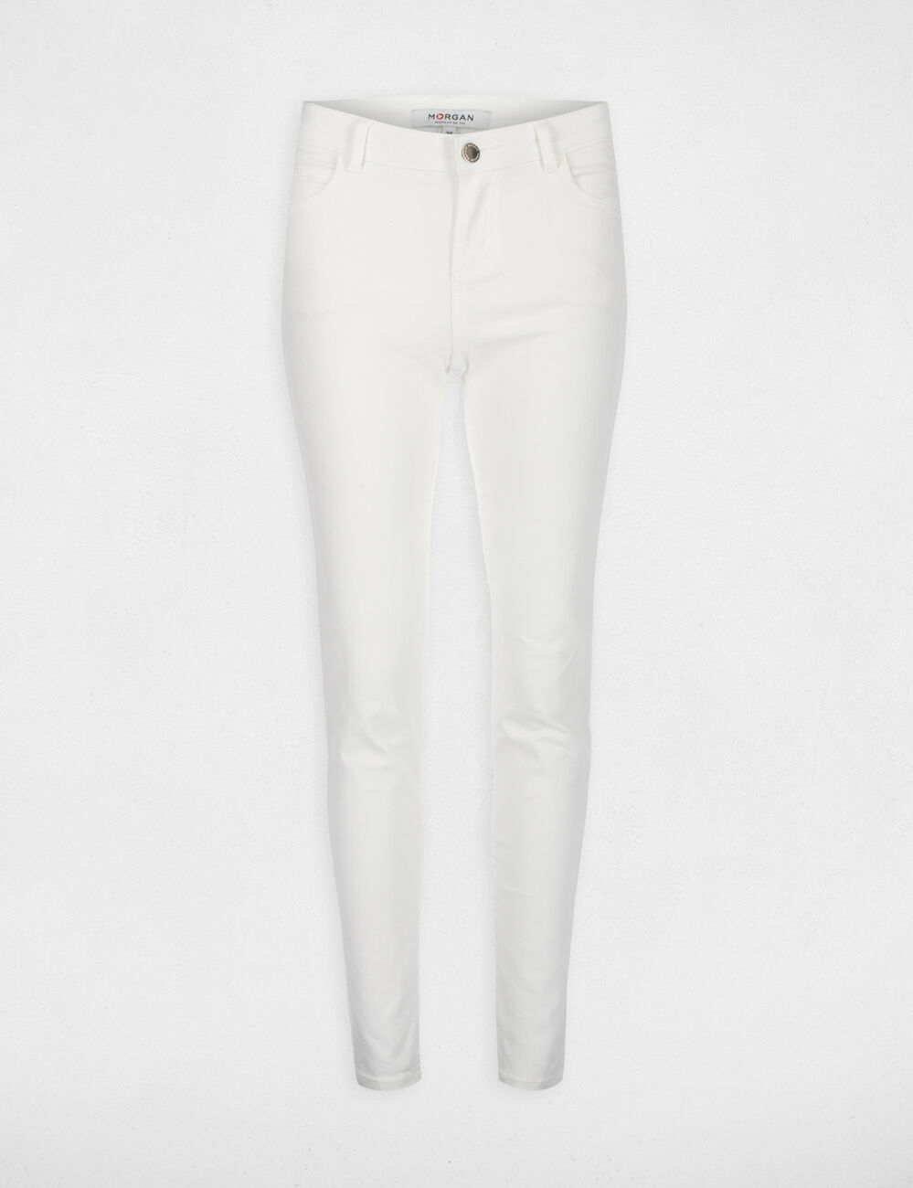 Pantalon skinny taille standard 5 poches ecru femme