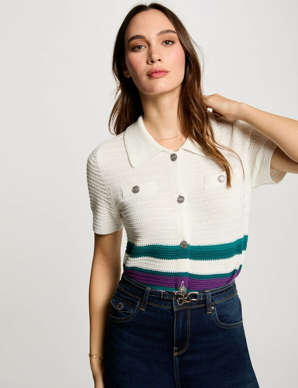 gilet col a revers multicolore femme Gilet col à revers multicolore femme