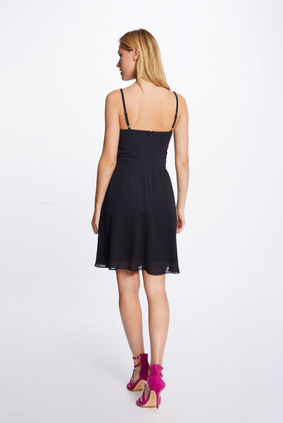 Robe patineuse avec col cache-coeur marine femme