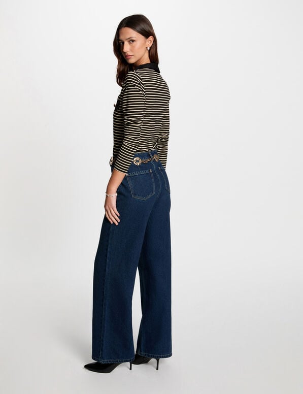 polo manches longues raye noir femme Polo manches longues rayé noir femme
