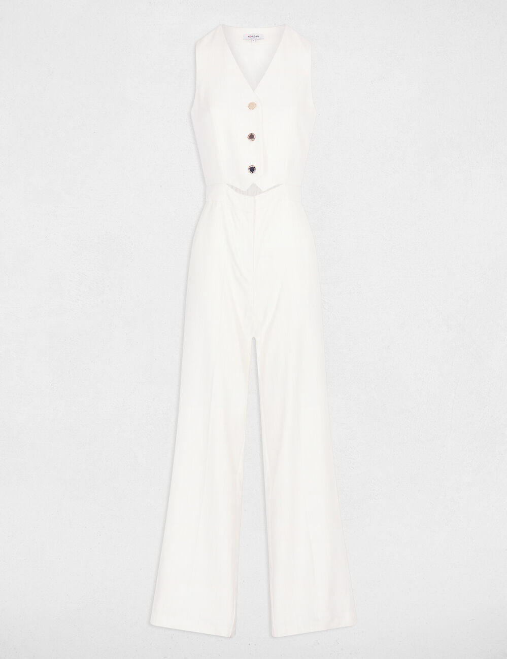 Combinaison large col v blanc femme