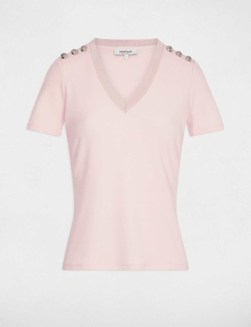 T-shirt manches courtes rose clair femme