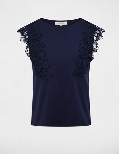 T-shirt manches courtes bleu marine femme