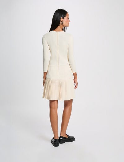 Robe pliss&eacute;e 2-en-1 ivoire femme