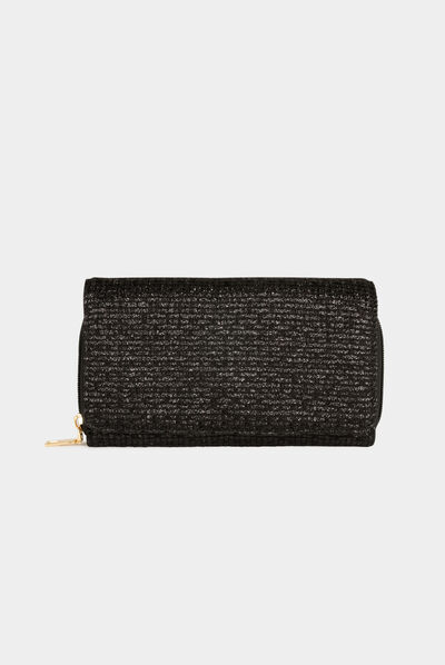 Sac pochette à paillettes noir femme