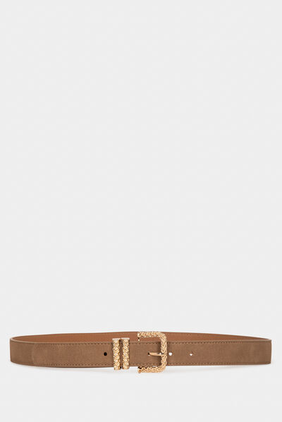 Ceinture à double passant marron femme