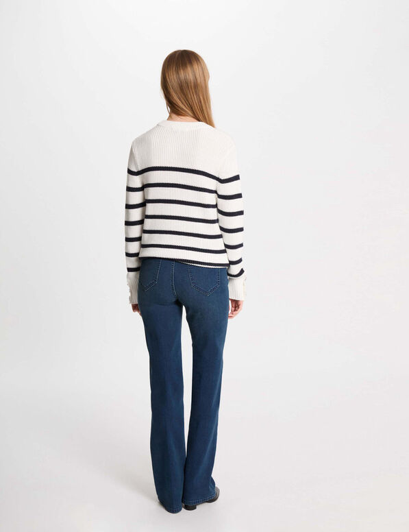pull col rond et rayures blanc femme Pull col rond et rayures blanc femme