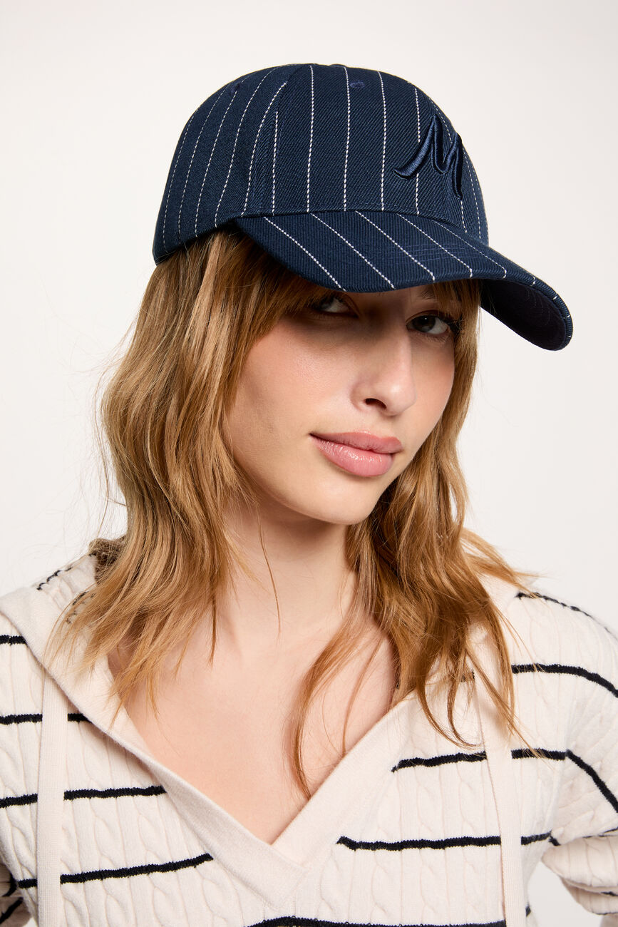 Casquette &agrave; rayures bleu marine femme