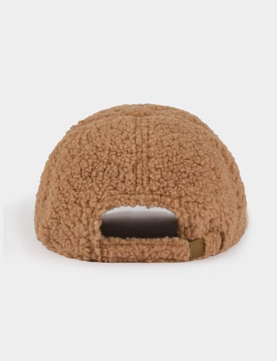 Casquette fausse fourrure camel femme