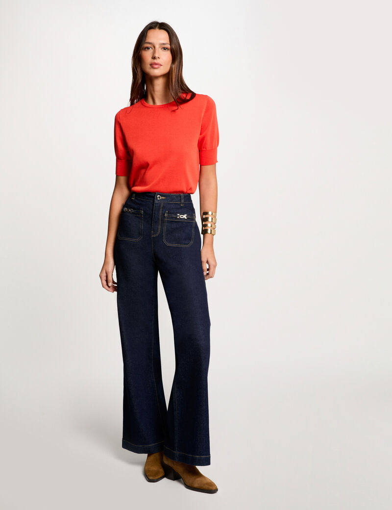 pull manches courtes orange fonce femme Pull manches courtes orange foncé femme