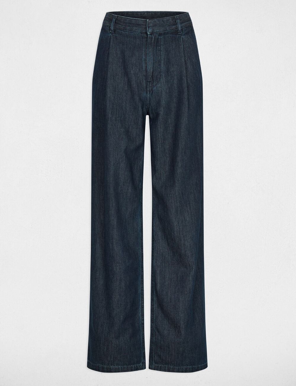 Pantalon large taille haute denim brut femme