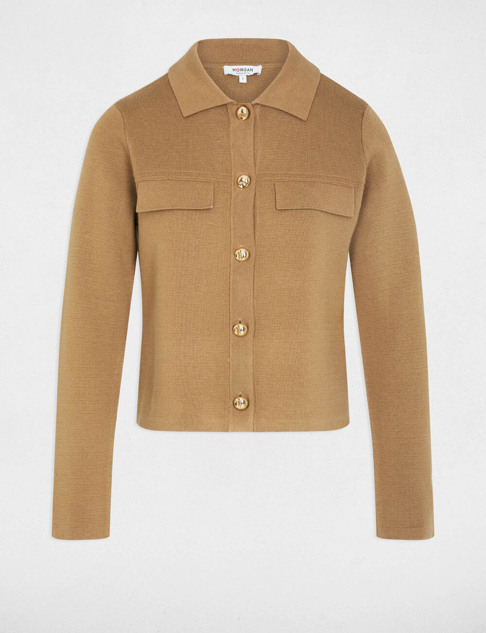 Gilet manches longues camel femme