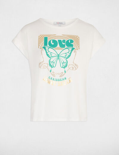 T-shirt à inscription ecru femme