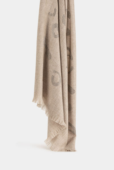 Foulard imprimé animalier beige femme