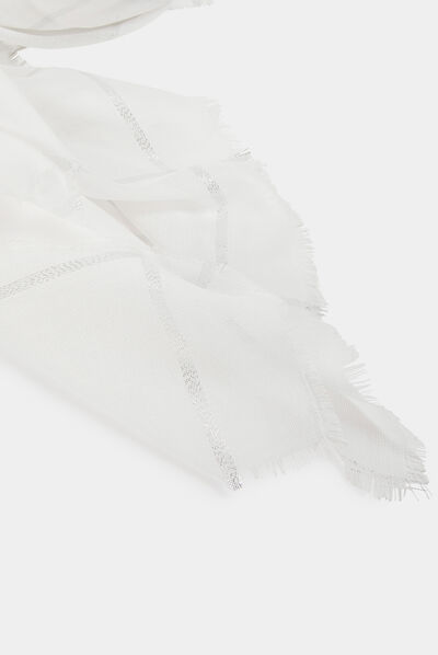 Foulard à carreaux ivoire femme