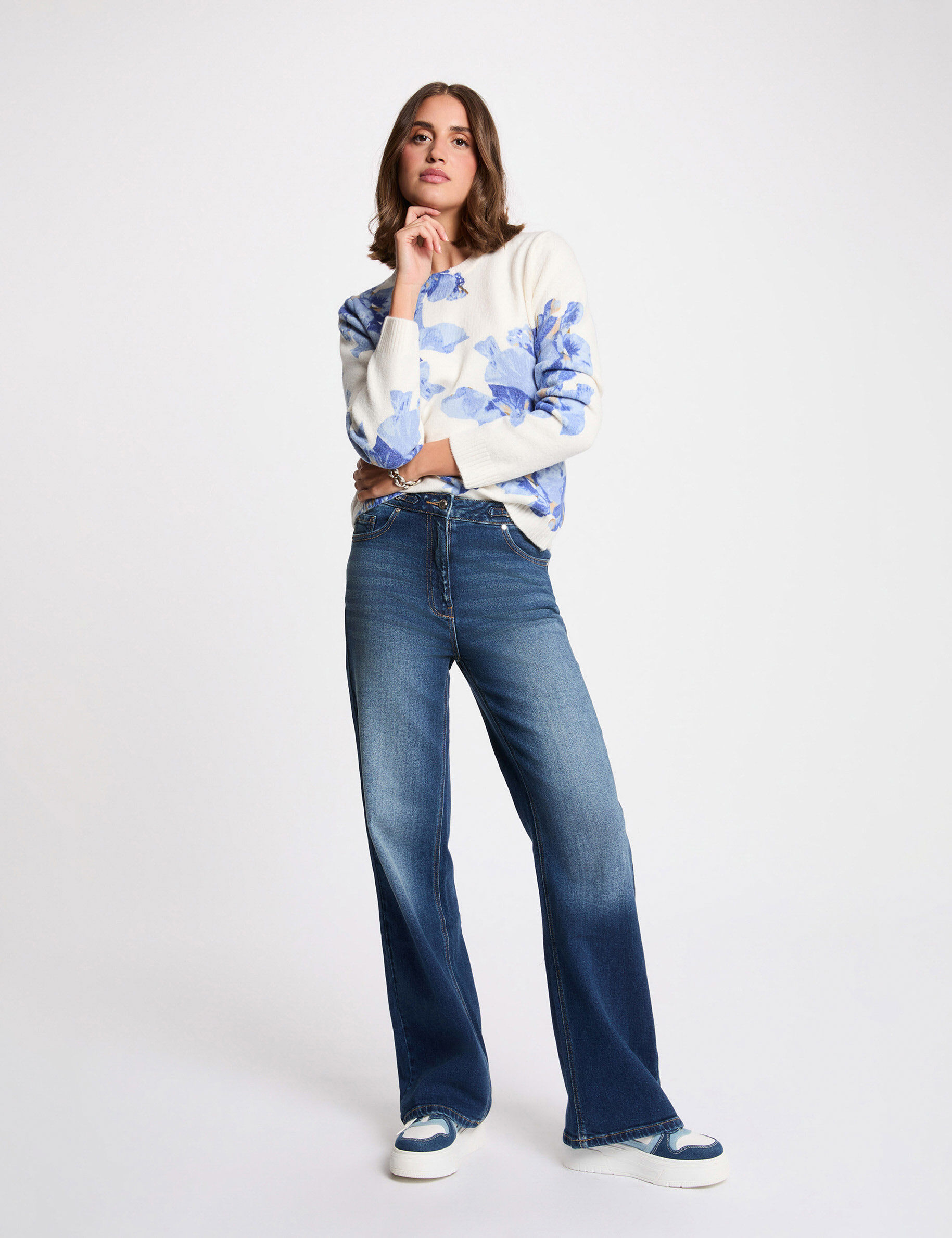 Pull imprimé floral ciel femme - vue 5