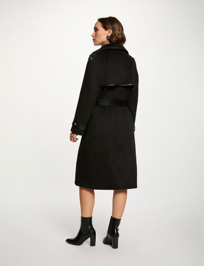 Trench ajust&eacute; col tailleur noir femme