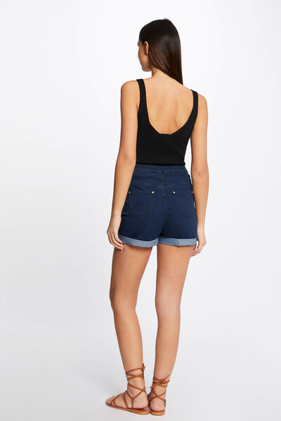 Débardeur pull avec col en V noir femme