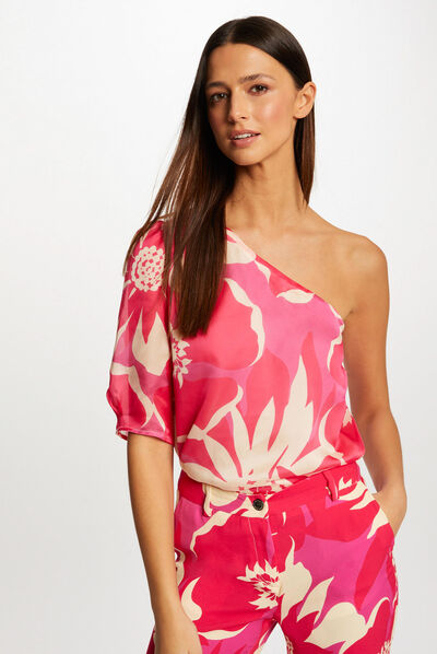 Blouse asymétrique imprimé floral multico femme