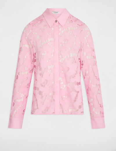 Chemise manches longues rose clair femme