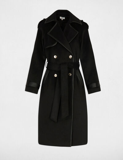 Trench ajust&eacute; col tailleur noir femme