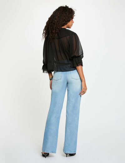 Blouse voile col v noir femme