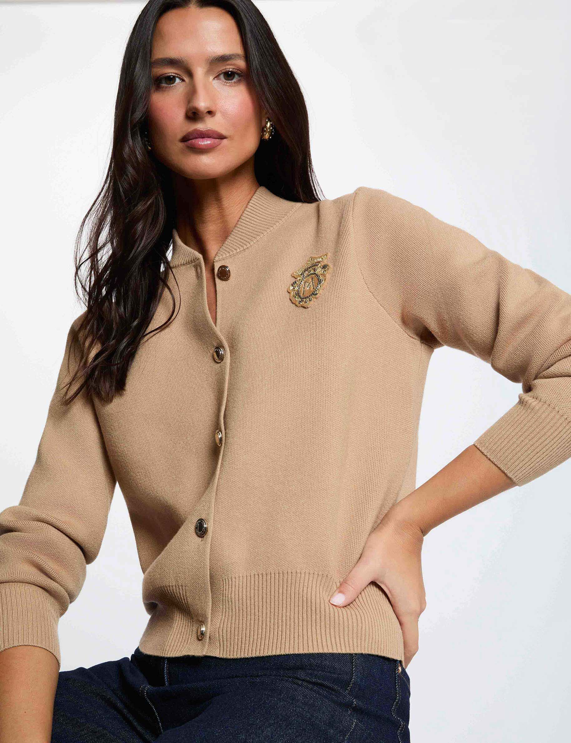 Pull col teddy camel femme