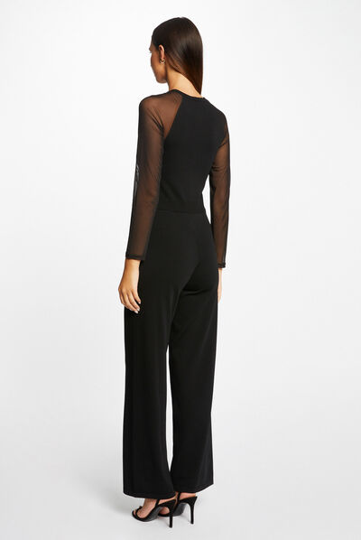 Combinaison cintrée zippée en tricot noir femme