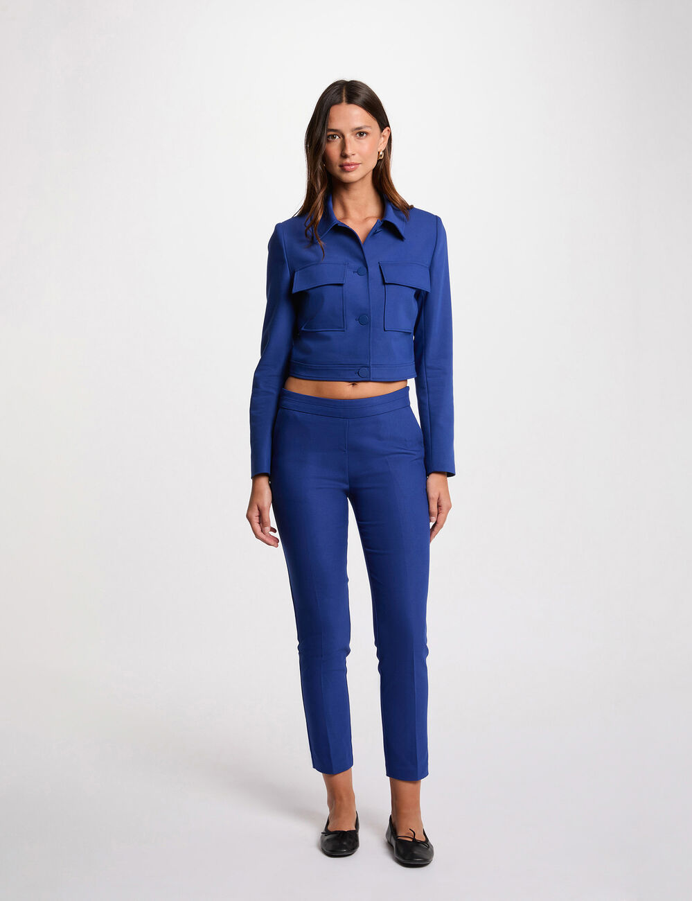 Pantalon cigarette 7/8&egrave;me bleu electrique femme