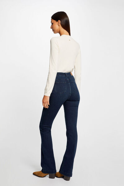 Pull manches longues avec ouverture ivoire femme