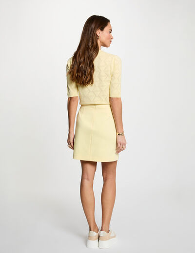 Jupe courte &agrave; boutons jaune clair femme