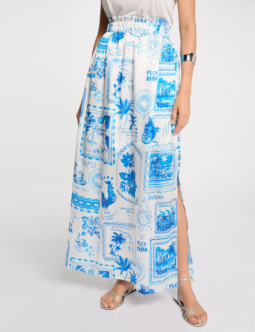 Jupe longue imprim&eacute;e multicolore femme