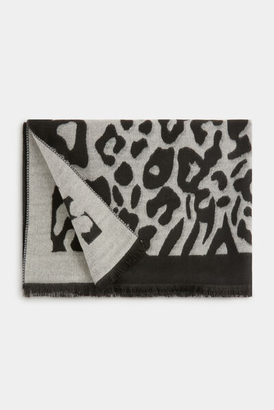 Écharpe imprimé animalier noir femme