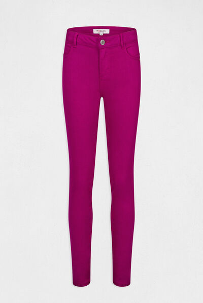 Pantalon skinny taille basse framboise femme