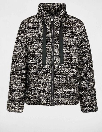 Doudoune tweed col montant multicolore femme