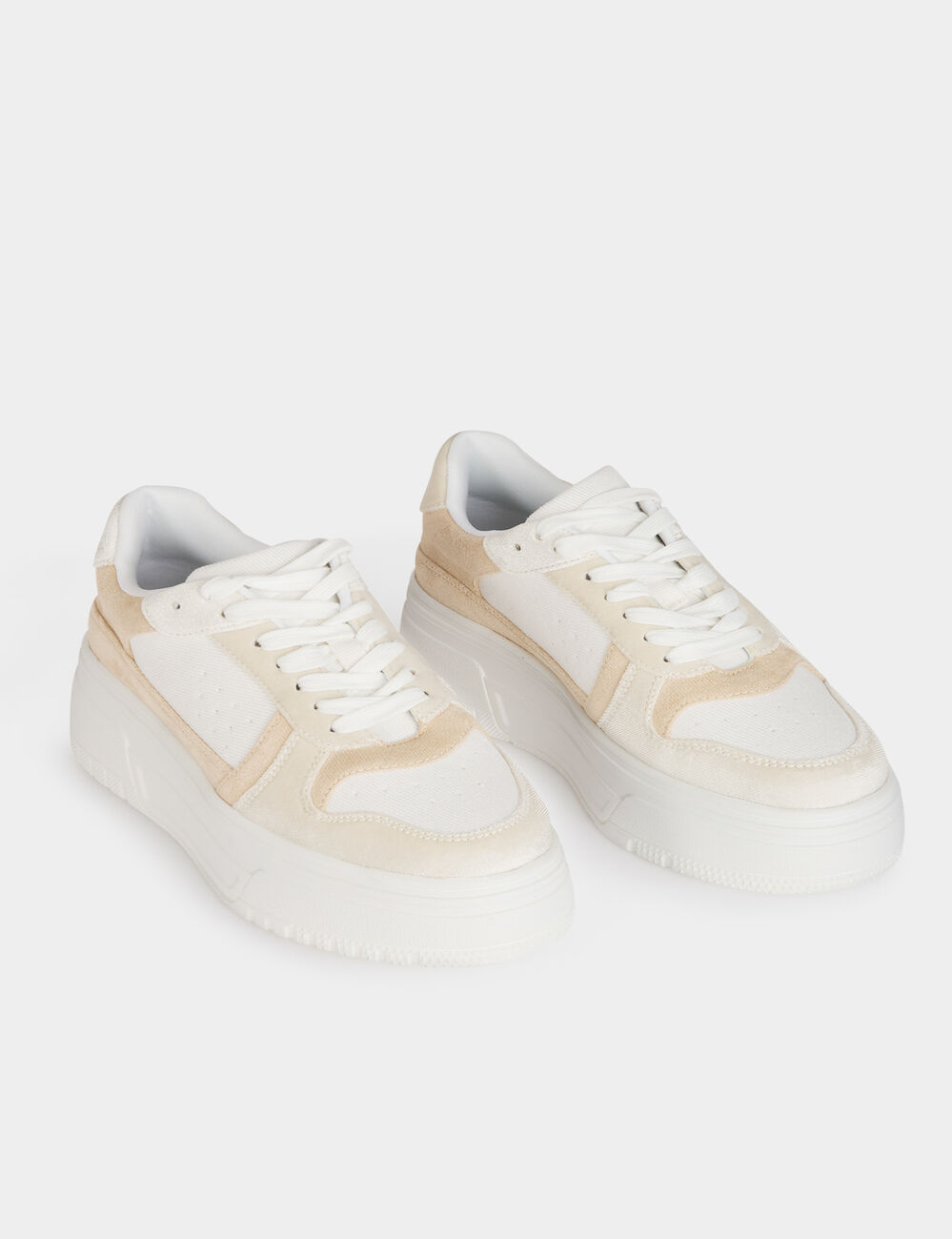 Baskets compens&eacute;es beige femme