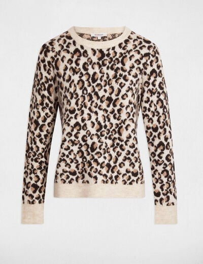 Pull &eacute;pais col rond multicolore femme