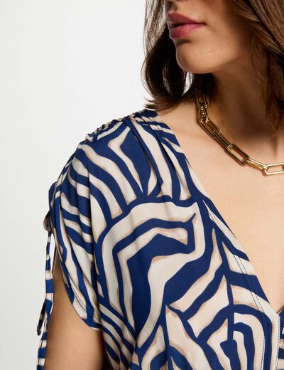 Robe longue droite imprimée multicolore femme