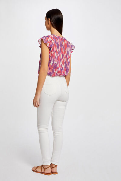 Blouse manches courtes imprimé abstrait multico femme