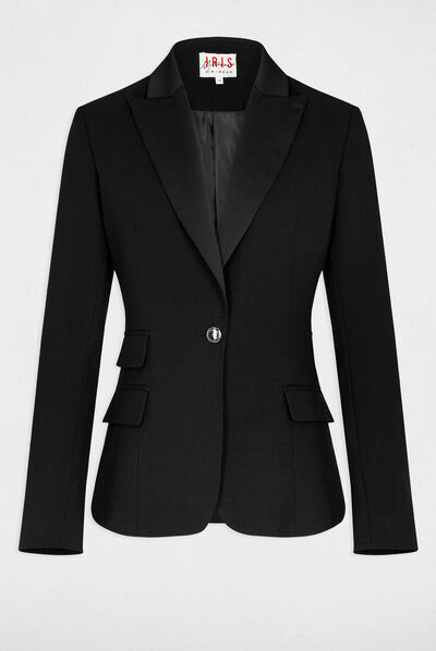 Veste smoking cintr¿e col satin noir femme