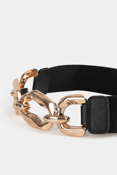 Ceinture élastiquée avec maillons noir femme