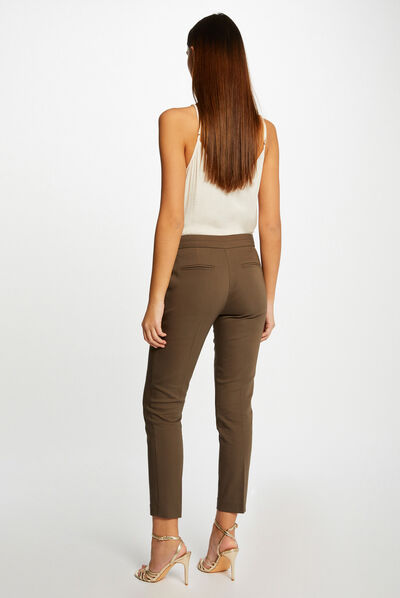 Pantalon cigarette 7/8ème vert kaki femme