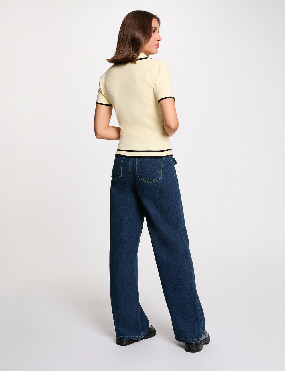Pull Cropped Rayé Jaune Et Blanc - Garage - Taille M - Femme - Neuf Sans étiquettes