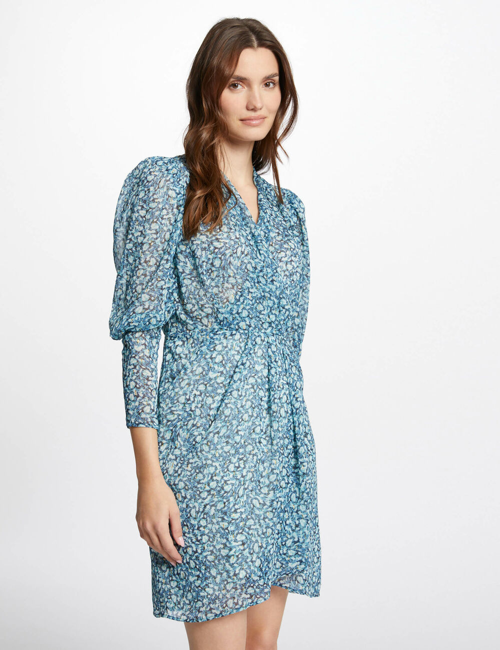 Robe courte imprim&eacute; abstrait multico femme