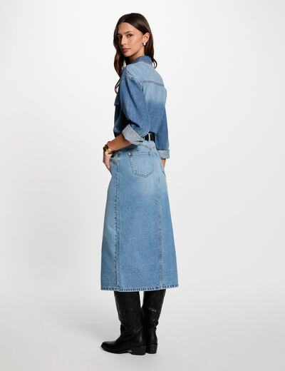 Veste droite en jean denim stone femme