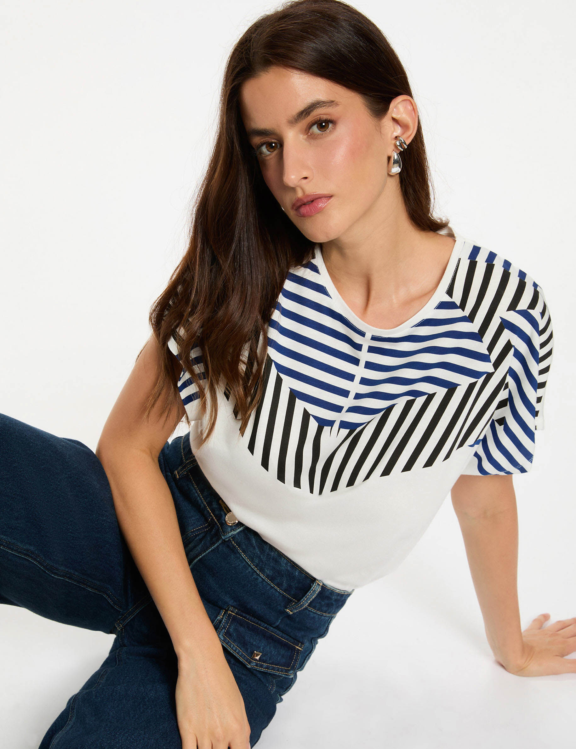 T shirt court col rond femme - vue 2