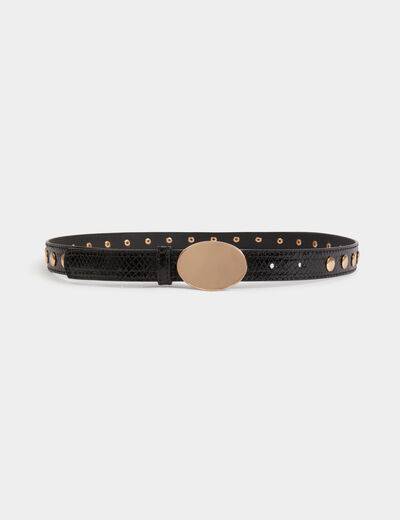 Ceinture fine cloutée noir femme