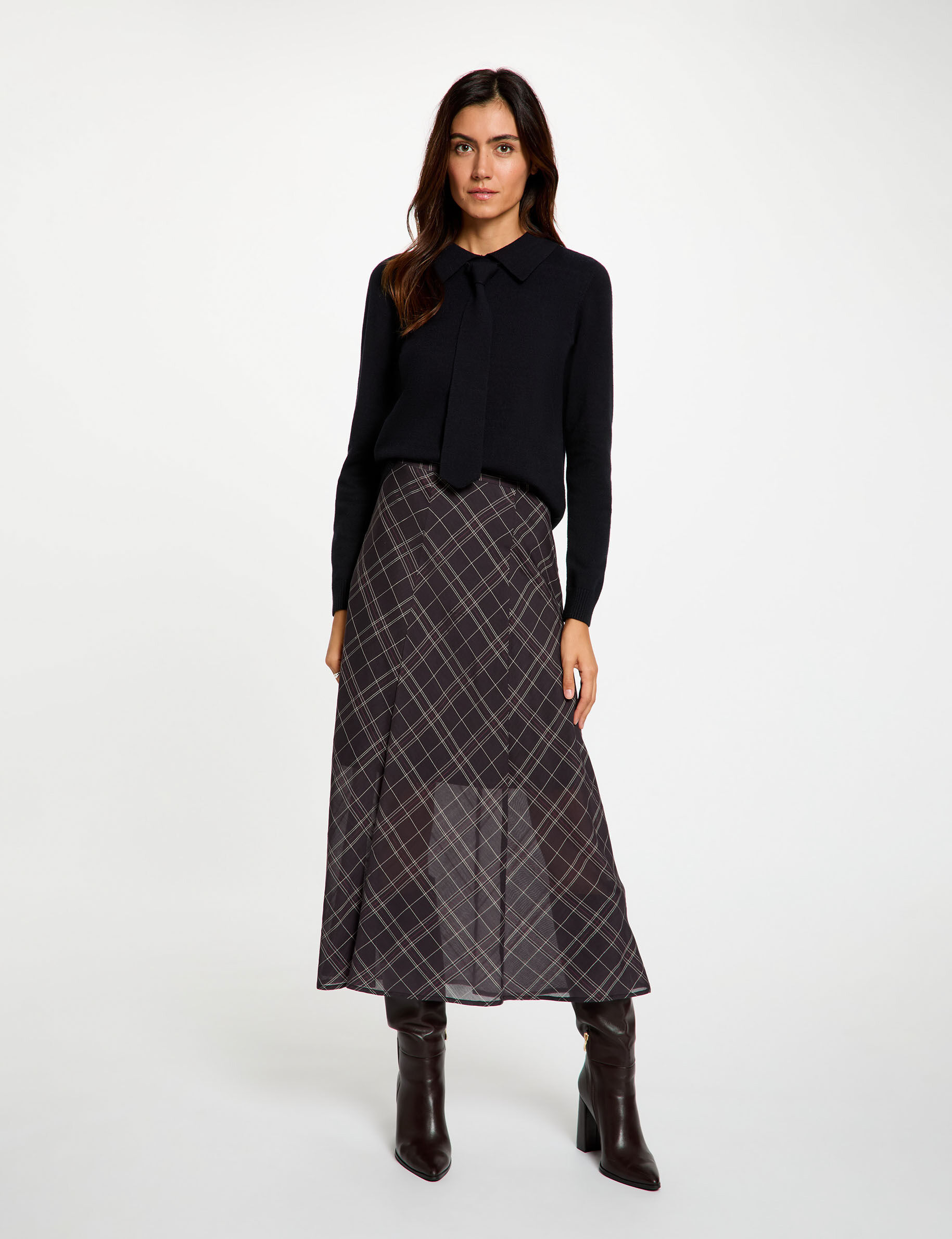Jupe midi taille haute multicolore femme Jupe midi taille haute multicolore femme