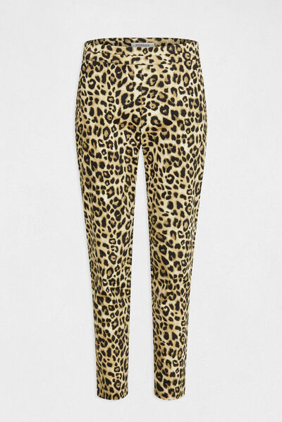 Pantalon cigarette imprimé léopard multico femme